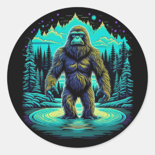 Sasquatch in the Woods Ai Art Classic Round Sticker