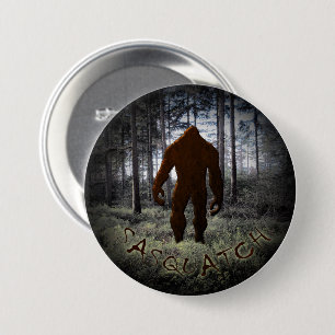 SASQUATCH IN WOODS 3 INCH ROUND BUTTON