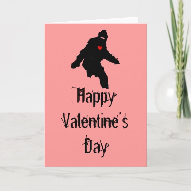 Sasquatch Love:  Happy Valentine's Day Holiday Card (Front)