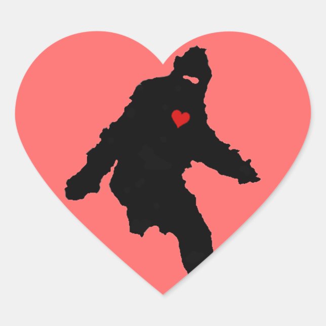 Sasquatch Love Heart Sticker (Front)
