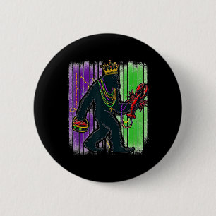 Sasquatch Mardi Gras Bigfoot Funny Men Kids Carniv 2 Inch Round Button
