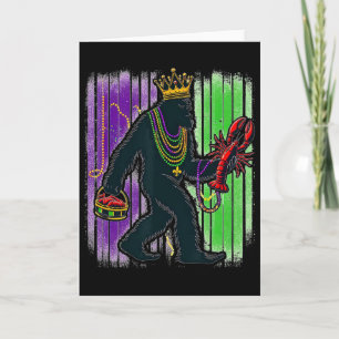 Sasquatch Mardi Gras Bigfoot Funny Men Kids Carniv Card