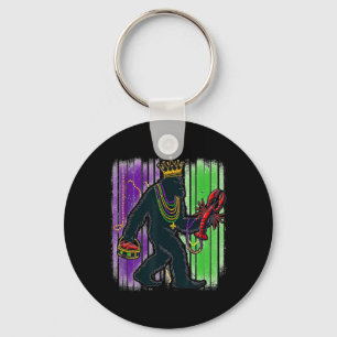 Sasquatch Mardi Gras Bigfoot Funny Men Kids Carniv Keychain