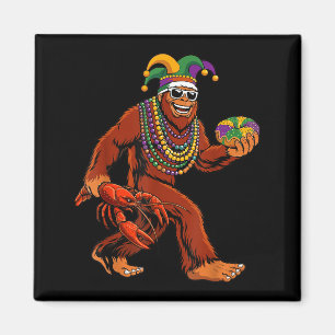 Sasquatch Mardi Gras Bigfoot Parade Beads King Cak Magnet