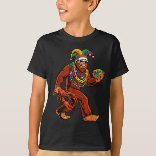 Sasquatch Mardi Gras Bigfoot Parade Beads King Cak T-Shirt