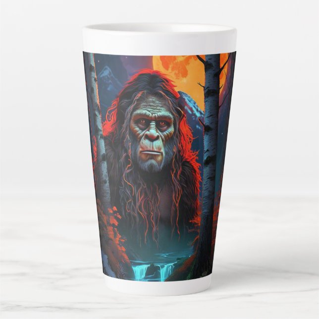 Sasquatch Moonlit Hunt Latte Mug (Front)