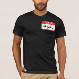 Sasquatch name badge t-shirt big foot spoof
