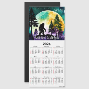 Sasquatch on Mountain Ridge Magnetic Calendar Card