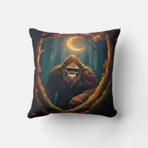 Sasquatch Peeking Throw Pillow