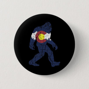 Sasquatch Retro State Flag Colorado Rocky Mountain 2 Inch Round Button
