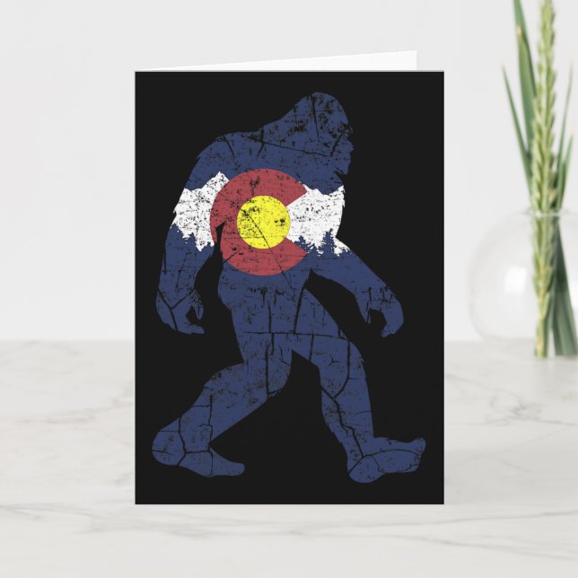 Sasquatch Retro State Flag Colorado Rocky Mountain Card (Front)