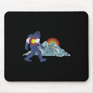 Sasquatch Retro State Flag Colorado Rocky Mountain Mouse Pad