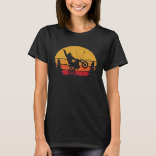 Sasquatch Retro Sunset Riding Dirt Bike T-Shirt