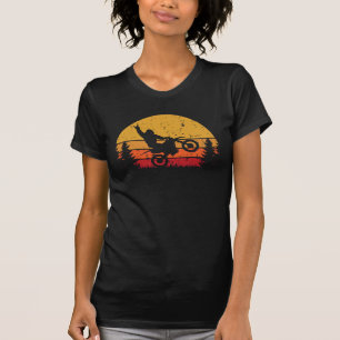 Sasquatch Retro Sunset Riding Dirt Bike T-Shirt