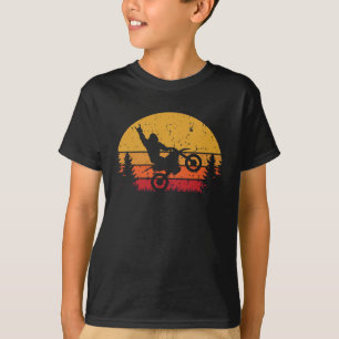 Sasquatch Retro Sunset Riding Dirt Bike T-Shirt