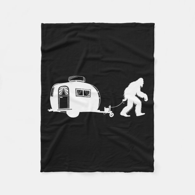 Sasquatch Rv Motorhome Camng Bigfoot Campervan Fun Fleece Blanket (Front)
