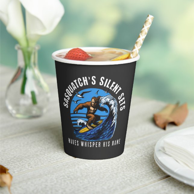 Sasquatch’s Silent Sets Surfing Bigfoot Black Paper Cups (Insitu)