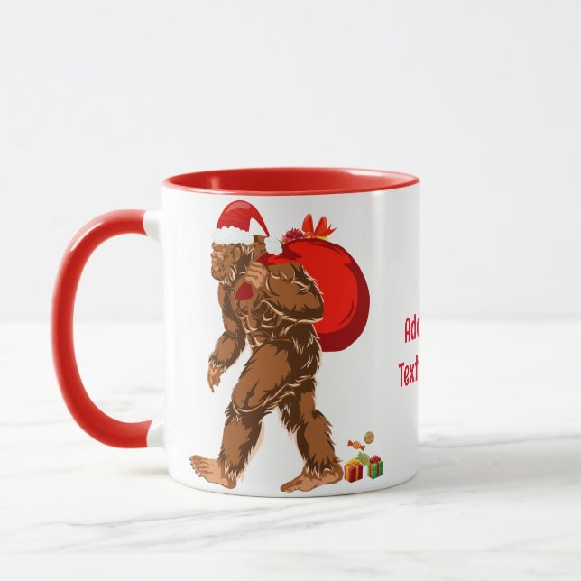 Sasquatch Santa Bigfoot Yeti Christmas Gift Mug (Left)
