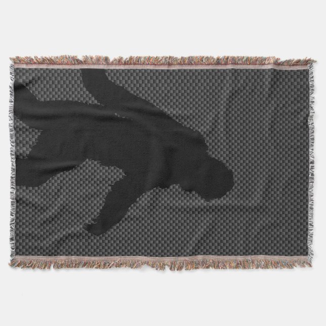 Sasquatch Silhouette on Carbon Fibre decor Throw Blanket (Front)
