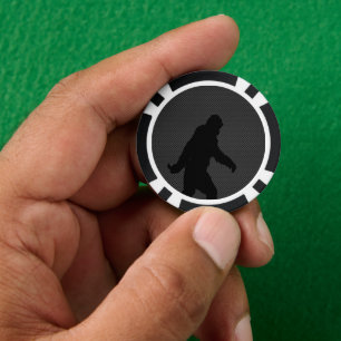 Sasquatch Silhouette on Carbon Fibre Print Poker Chips