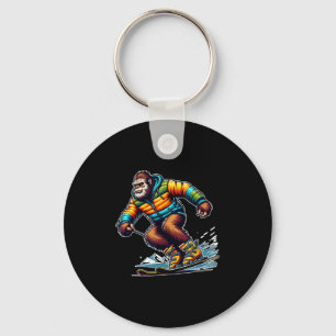 Sasquatch Ski Adventure Bigfoot Winter Fun  Keychain