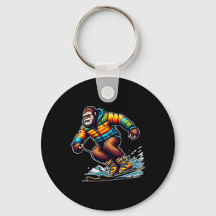 Sasquatch Ski Adventure Bigfoot Winter Fun  Keychain