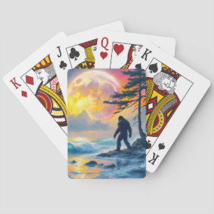 Sasquatch Standing on an Ocean Shore Playing Cards