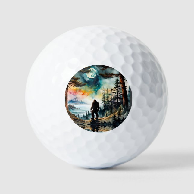Sasquatch Standing on Ridge overlooking the Ocean Golf Balls (Front)