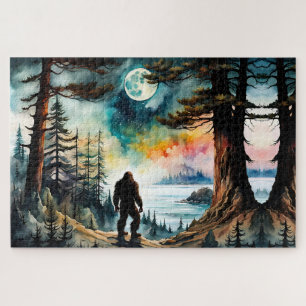 Sasquatch Standing on Ridge overlooking the Ocean Jigsaw Puzzle