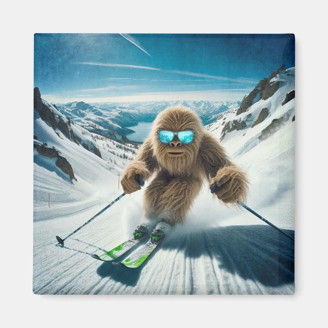 Sasquatch the Skier Magnet (Front)