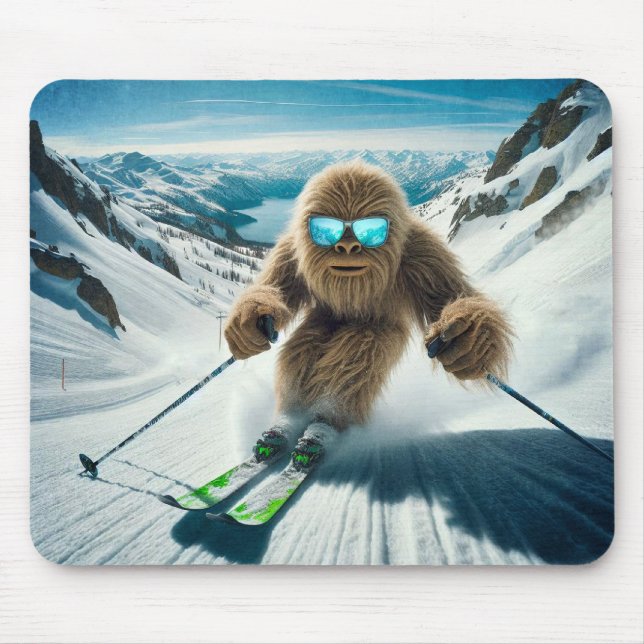 Sasquatch the Skier Mouse Pad (Front)