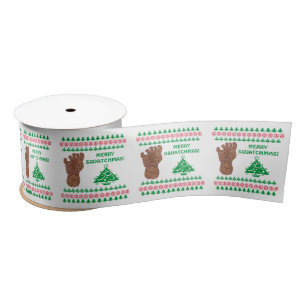 Sasquatch Track Merry Squatchmas Bigfoot Satin Ribbon