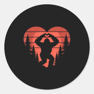 Sasquatch Valentine's Day - Bigfoot Heart Sungles  Classic Round Sticker