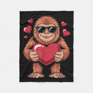 Sasquatch Valentine's Day - Bigfoot Heart Sungles Fleece Blanket