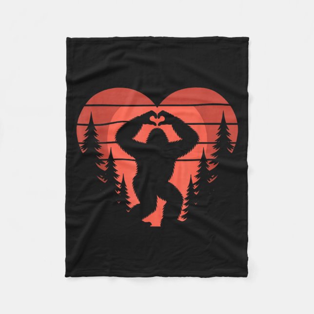 Sasquatch Valentine's Day - Bigfoot Heart Sungles  Fleece Blanket (Front)