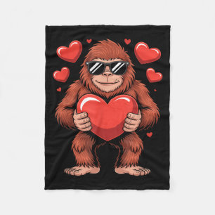 Sasquatch Valentine's Day - Bigfoot Heart Sungles Fleece Blanket