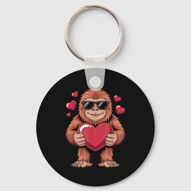 Sasquatch Valentine's Day - Bigfoot Heart Sungles  Keychain (Front)