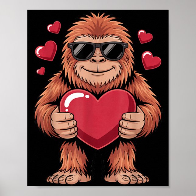 Sasquatch Valentine's Day - Bigfoot Heart Sungles  Poster (Front)