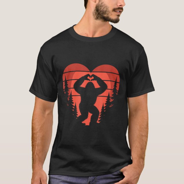 Sasquatch Valentine's Day - Bigfoot Heart Sungles  T-Shirt (Front)