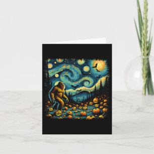 Sasquatch Van Gogh Starry Night Halloween Big Foot Card