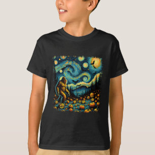 Sasquatch Van Gogh Starry Night Halloween Big Foot T-Shirt