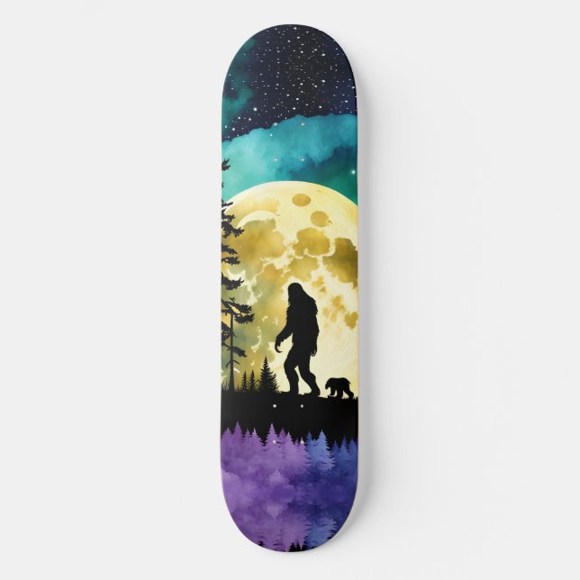Sasquatch walking with his pet Bear cub Skateboard (Front)