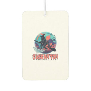 Sasqwitch Bigfoot Witch Broom Black Cat Moon Hallo Air Freshener