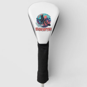 Sasqwitch Bigfoot Witch Broom Black Cat Moon Hallo Golf Head Cover