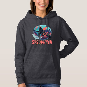 Sasqwitch Bigfoot Witch Broom Black Cat Moon Hallo Hoodie