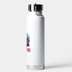 Sasqwitch Bigfoot Witch Broom Black Cat Moon Hallo Water Bottle