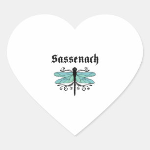 Sassenach Dragonfly Outlander Amber Blue Gift Tee Heart Sticker
