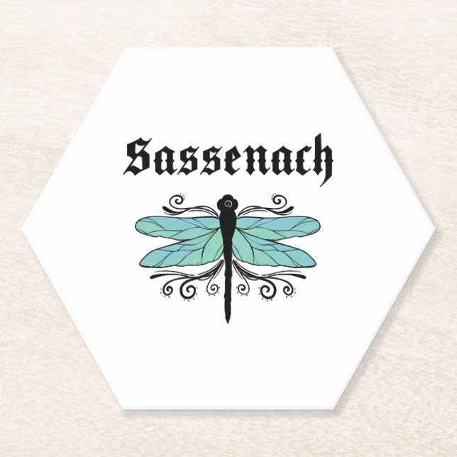 Sassenach Dragonfly Outlander Amber Blue Gift Tee Paper Coaster (Front)