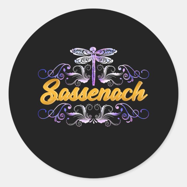 Sassenach Outlander Blue Dragonfly Classic Round Sticker (Front)