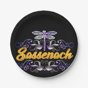 Sassenach Outlander Blue Dragonfly Paper Plate